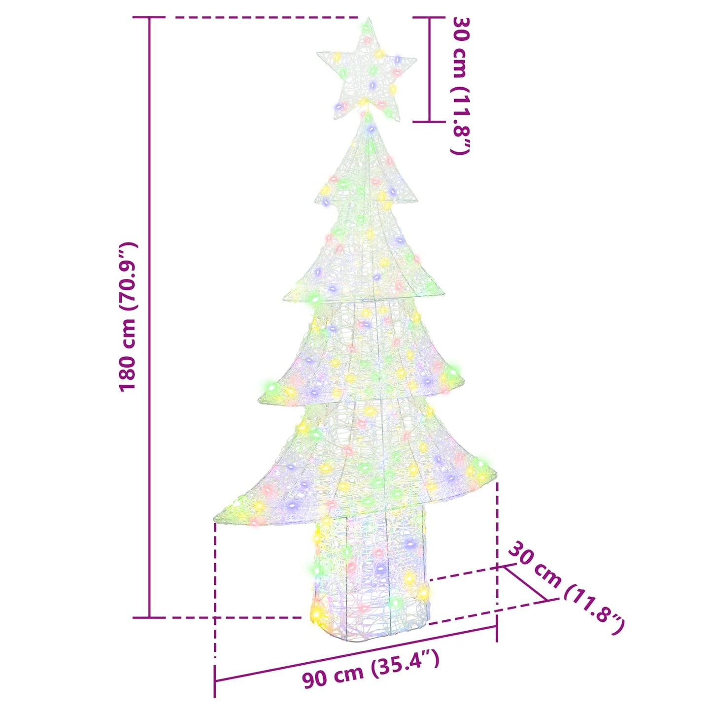 vidaXL Christmas Tree with 240 LEDs Multicolour 180 cm Acrylic