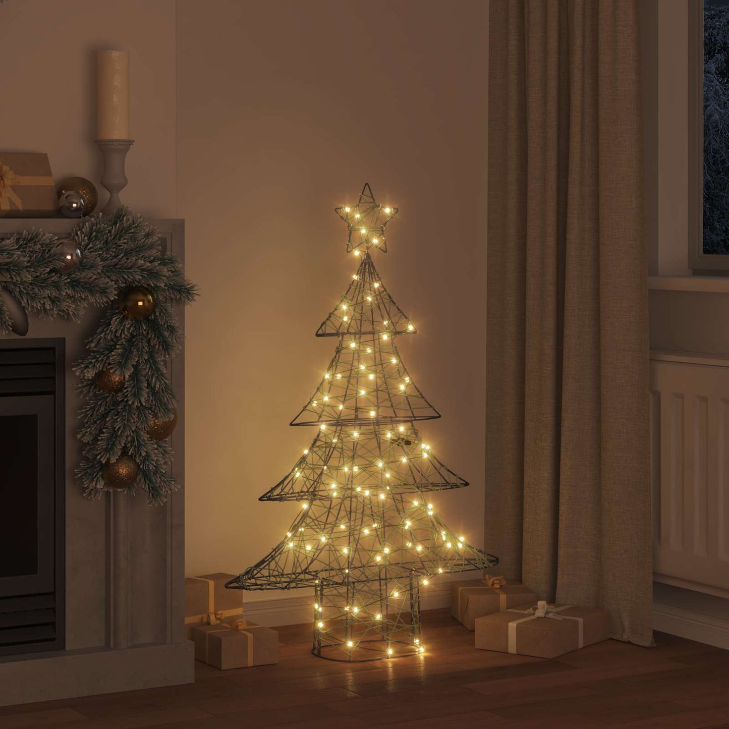 vidaXL Christmas Tree with 120 LEDs Warm white 150 cm Rattan