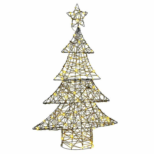vidaXL Christmas Tree with 120 LEDs Warm white 150 cm Rattan