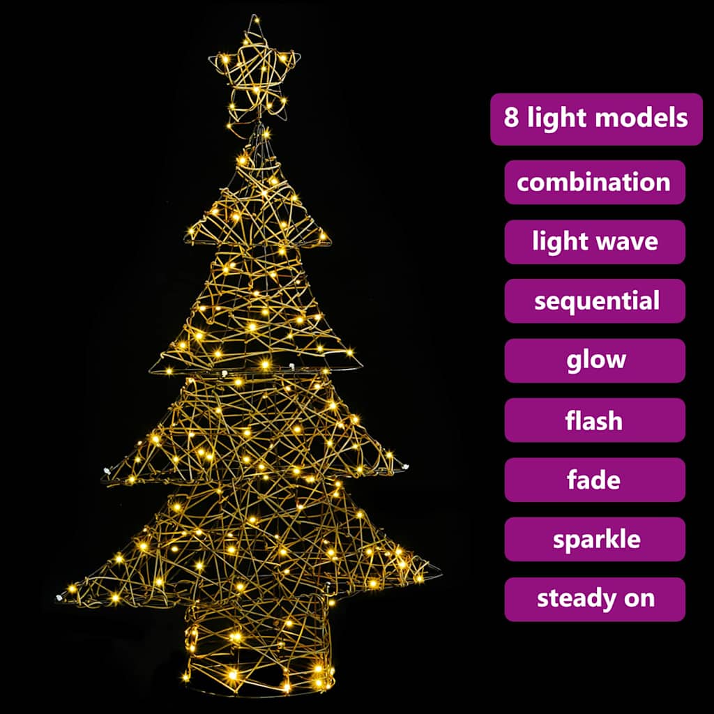 vidaXL Christmas Tree with 120 LEDs Warm white 150 cm Rattan