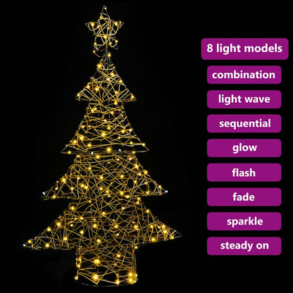 vidaXL Christmas Tree with 120 LEDs Warm white 150 cm Rattan