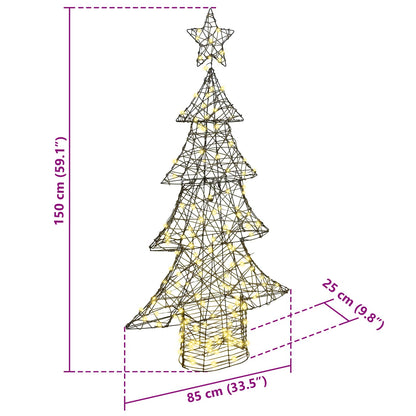 vidaXL Christmas Tree with 160 LEDs Warm white 150 cm Rattan