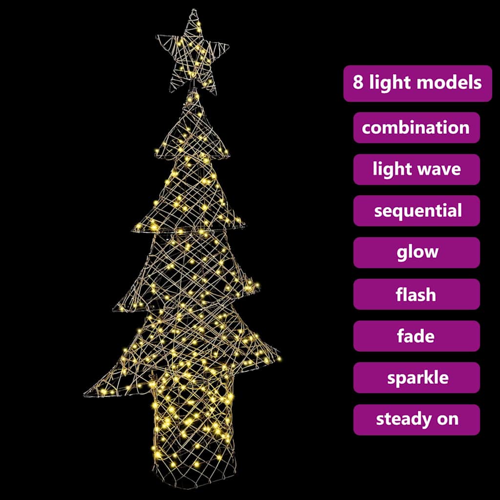 vidaXL Christmas Tree with 240 LEDs Warm white 180 cm Rattan