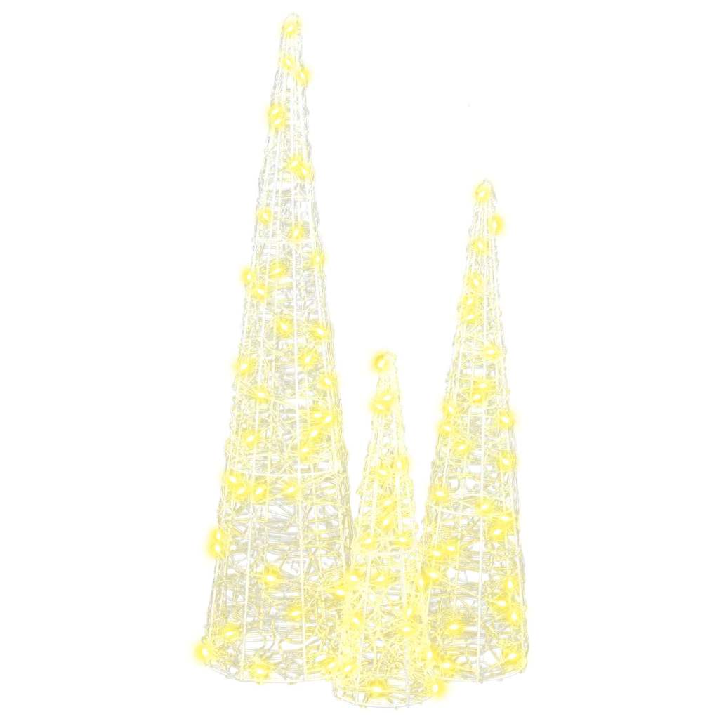 vidaXL Christmas Tree 3 pcs Warm white 20 x 20 x 80 cm Acrylic