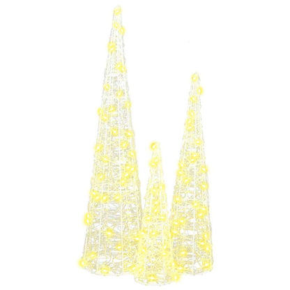 vidaXL Christmas Tree 3 pcs Warm white 20 x 20 x 80 cm Acrylic