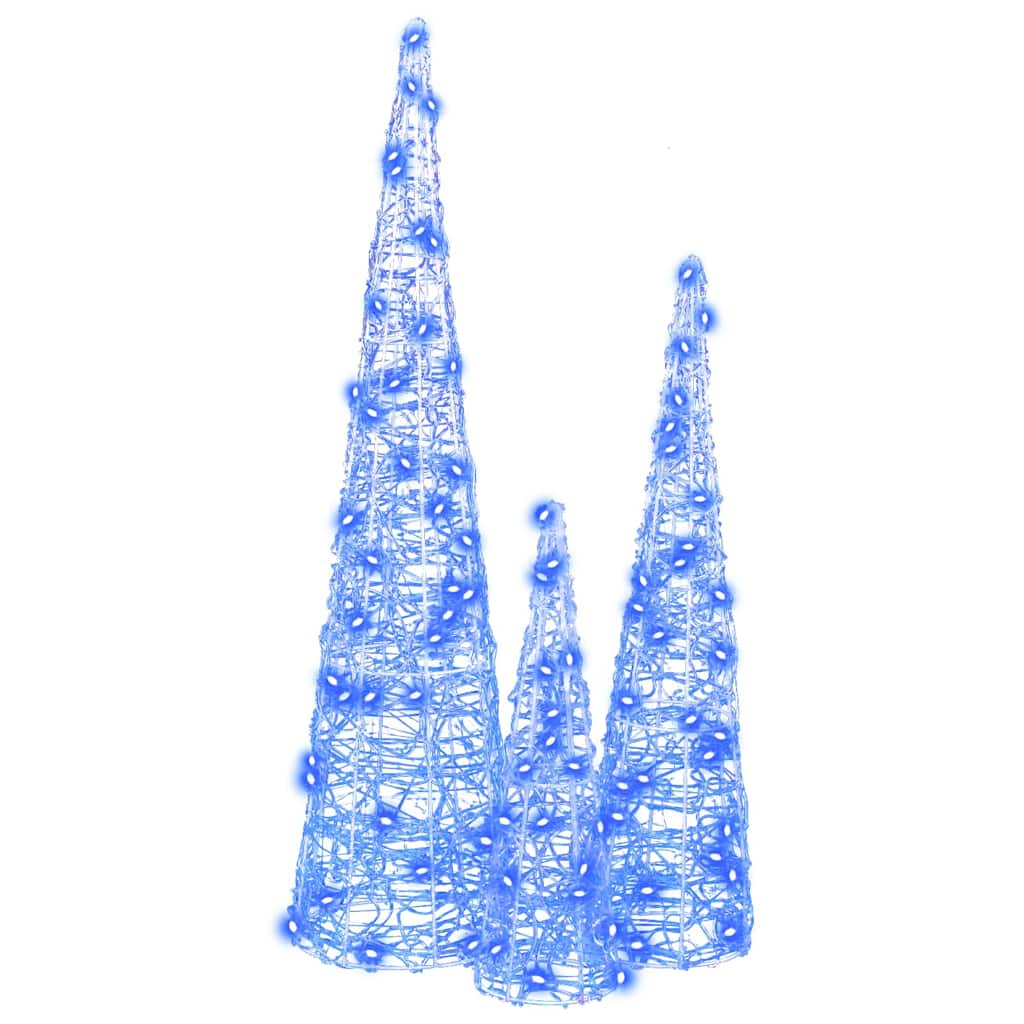 vidaXL Christmas Tree with 90 LEDs 3 pcs Blue 20 x 20 x 80 cm Acrylic