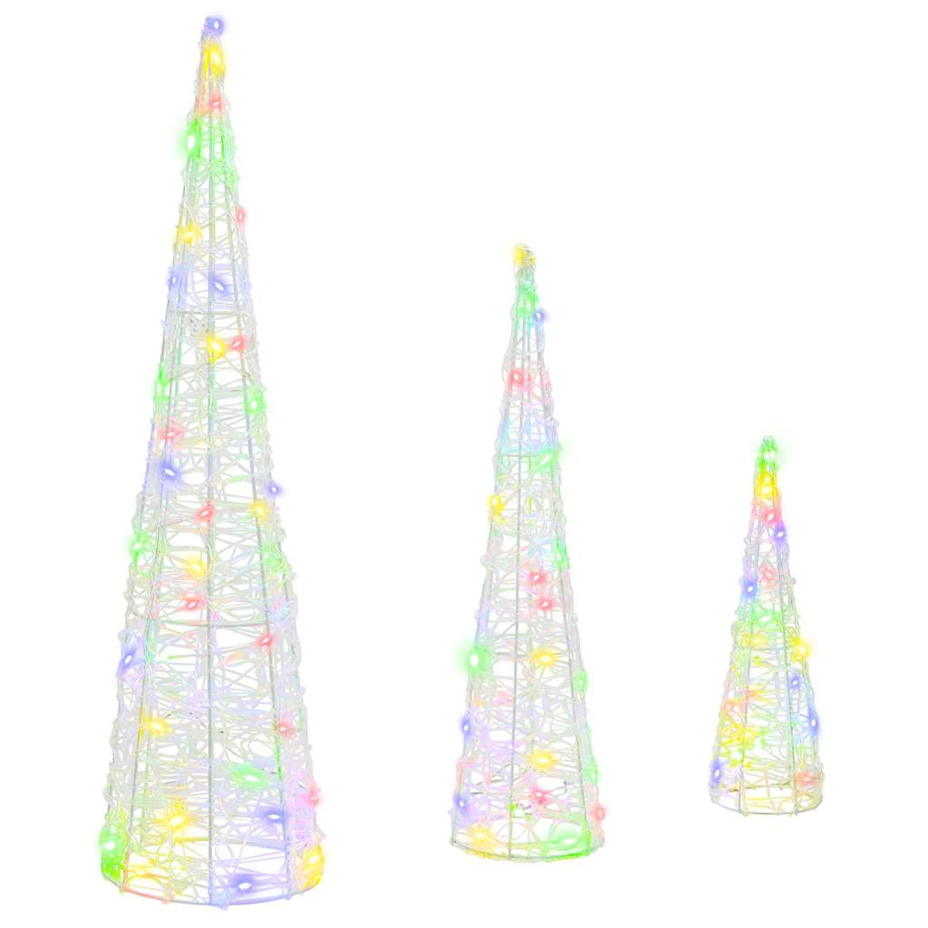 vidaXL Christmas Tree 3 pcs Multicolour 20 x 20 x 80 cm Acrylic