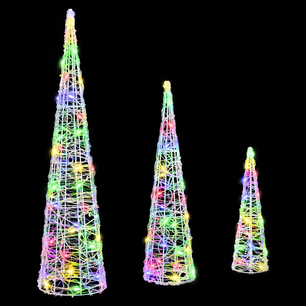 vidaXL Christmas Tree 3 pcs Multicolour 20 x 20 x 80 cm Acrylic