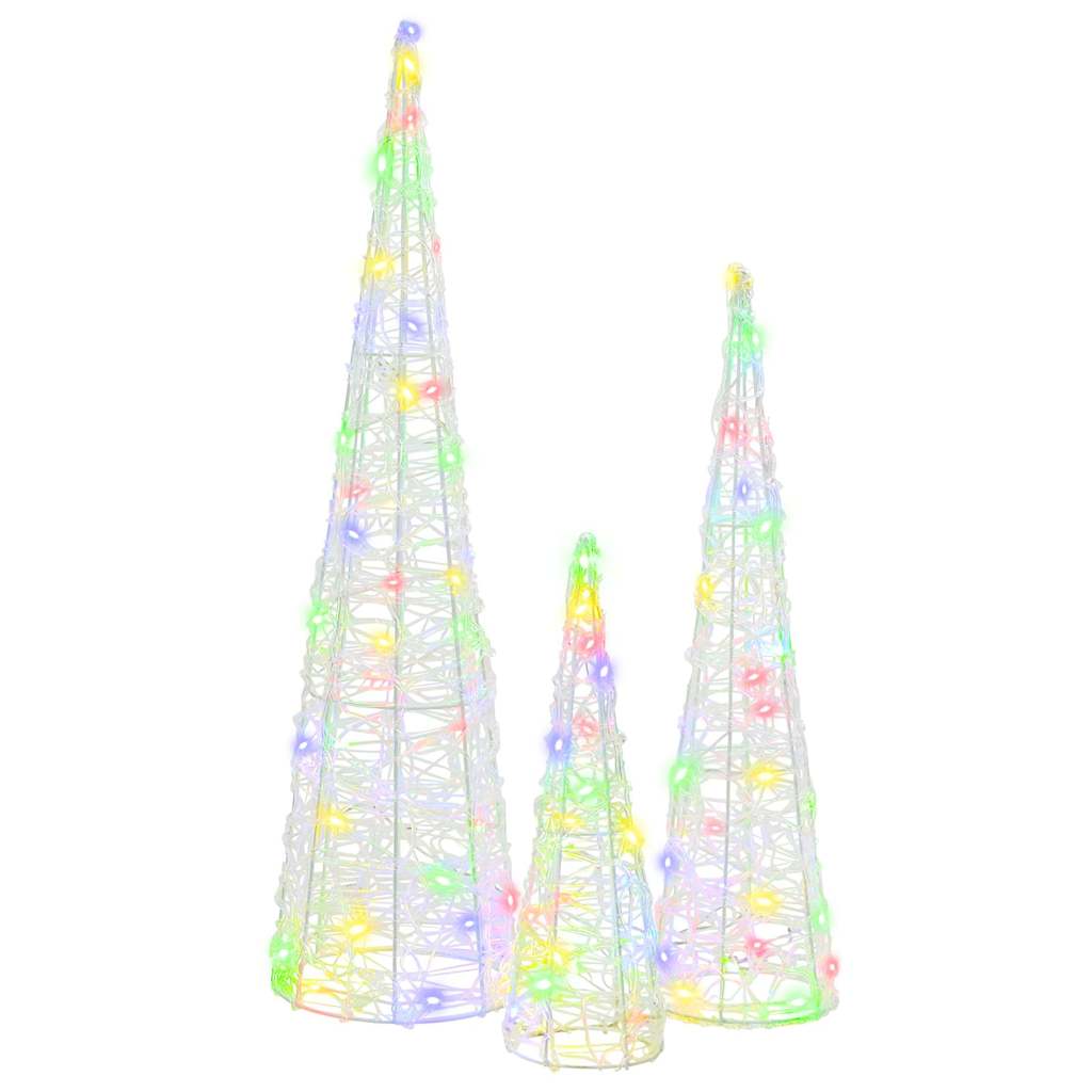 vidaXL Christmas Tree 3 pcs Multicolour 20 x 20 x 80 cm Acrylic
