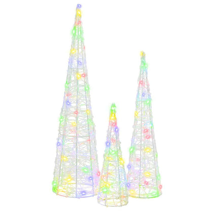 vidaXL Christmas Tree 3 pcs Multicolour 20 x 20 x 80 cm Acrylic