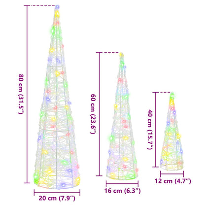 vidaXL Christmas Tree 3 pcs Multicolour 20 x 20 x 80 cm Acrylic