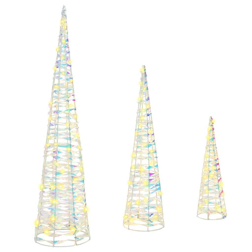 vidaXL Christmas Tree 3 pcs Warm white 20 x 20 x 80 cm PET
