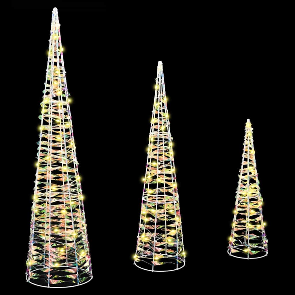 vidaXL Christmas Tree 3 pcs Warm white 20 x 20 x 80 cm PET