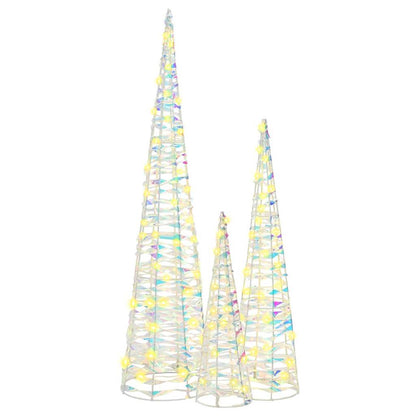 vidaXL Christmas Tree 3 pcs Warm white 20 x 20 x 80 cm PET