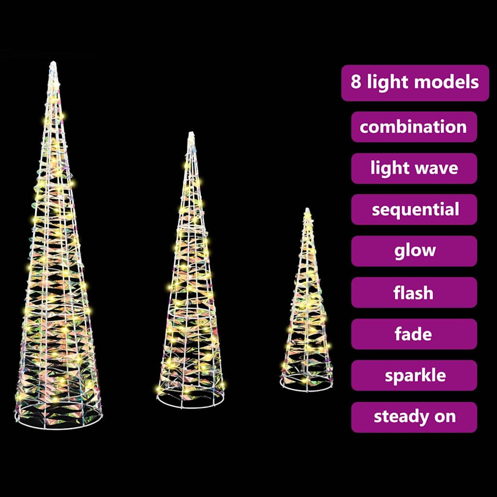 vidaXL Christmas Tree 3 pcs Warm white 20 x 20 x 80 cm PET
