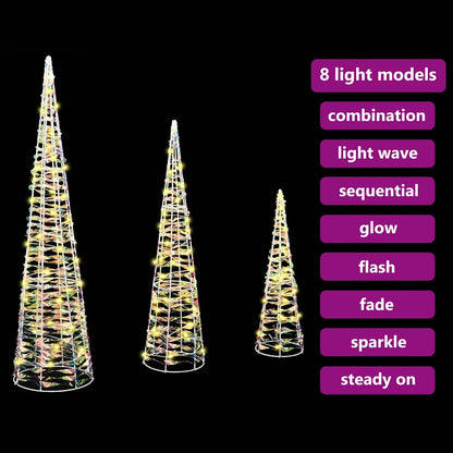 vidaXL Christmas Tree 3 pcs Warm white 20 x 20 x 80 cm PET