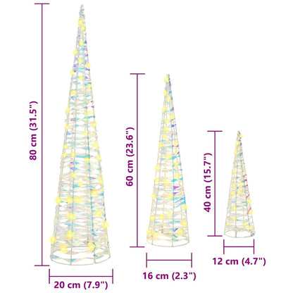 vidaXL Christmas Tree 3 pcs Warm white 20 x 20 x 80 cm PET