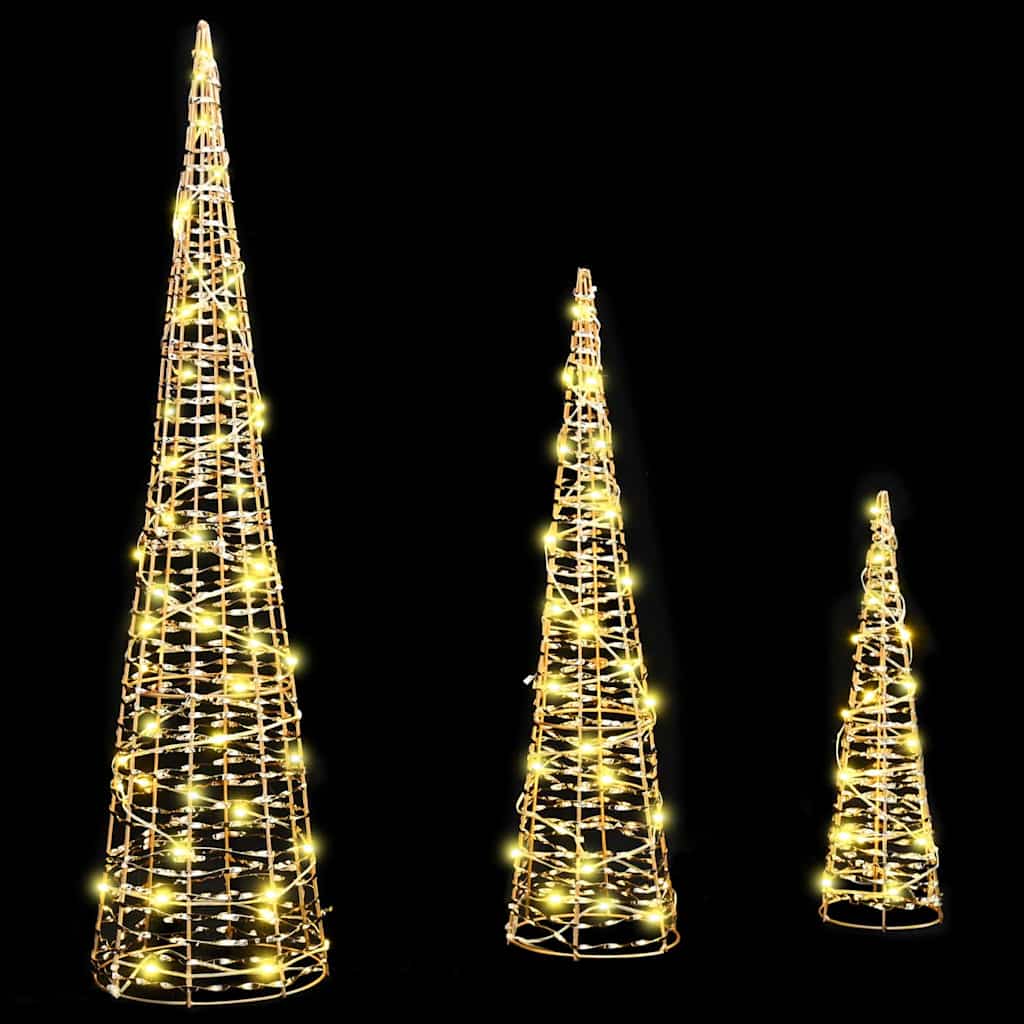 vidaXL Christmas Tree 3 pcs Warm white 20 x 20 x 80 cm PET