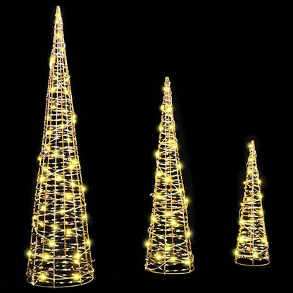 vidaXL Christmas Tree 3 pcs Warm white 20 x 20 x 80 cm PET