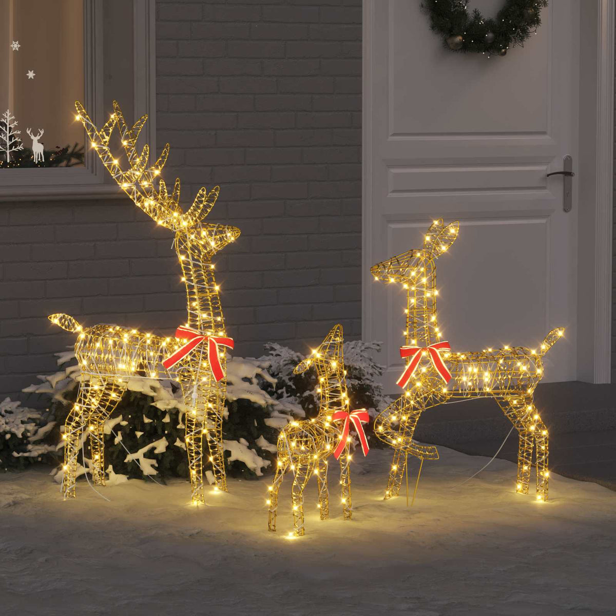 vidaXL Reindeer Family 3 pcs 300 LEDs Warm white 67 x 26 x 127 cm PET