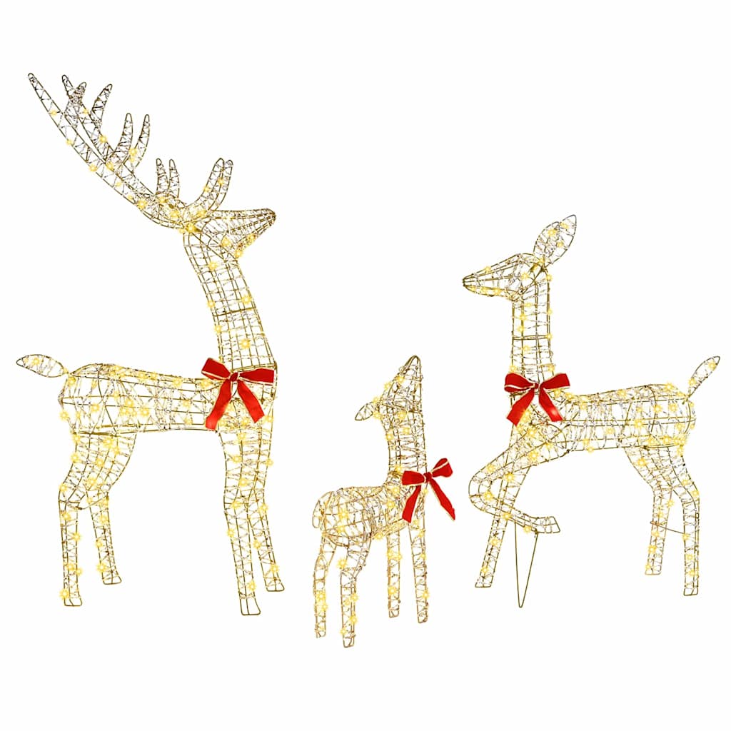 vidaXL Reindeer Family 3 pcs 300 LEDs Warm white 67 x 26 x 127 cm PET