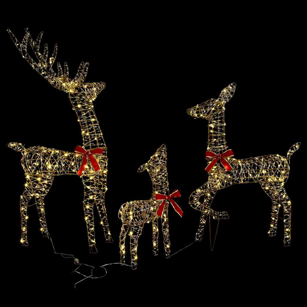 vidaXL Reindeer Family 3 pcs 300 LEDs Warm white 67 x 26 x 127 cm PET