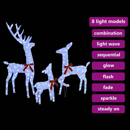 vidaXL Reindeer Family 3 pcs Cold white 68 x 26 x 127 cm Fabric