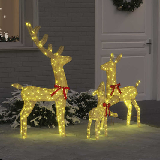 vidaXL Reindeer Family 3 pcs Warm white 68 x 26 x 127 cm Fabric