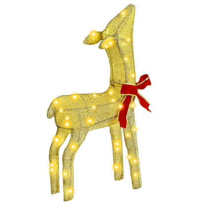 vidaXL Reindeer Family 3 pcs Warm white 68 x 26 x 127 cm Fabric