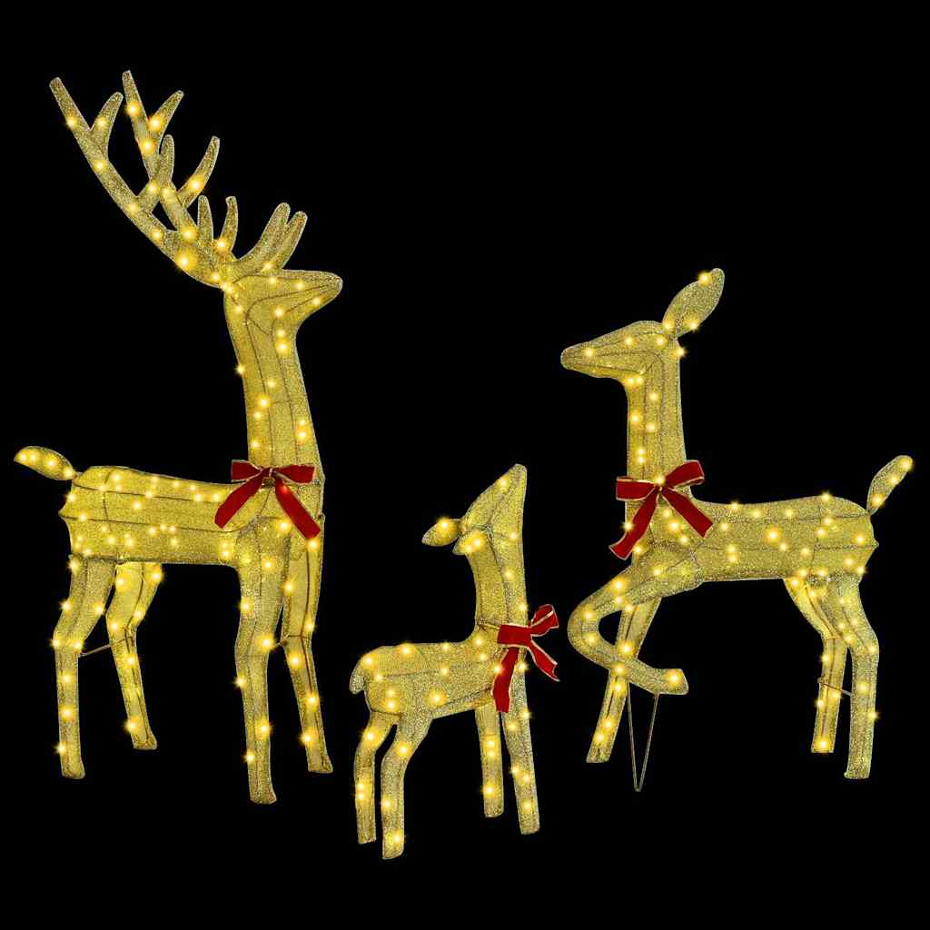 vidaXL Reindeer Family 3 pcs Warm white 68 x 26 x 127 cm Fabric
