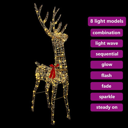 vidaXL 3D Reindeer 140 LEDs Warm white 128 cm PET