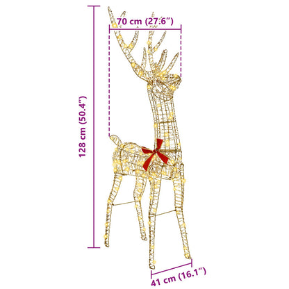 vidaXL 3D Reindeer 140 LEDs Warm white 128 cm PET