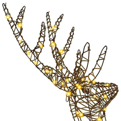 vidaXL 3D Reindeer 140 LEDs Warm white 70 x 41 x 128 cm Rattan