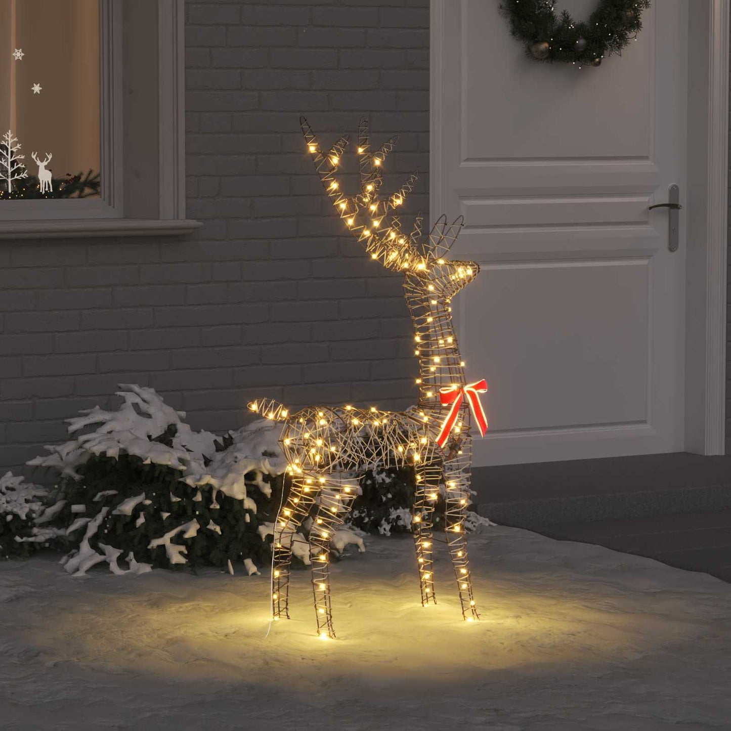 vidaXL 3D Reindeer 140 LEDs Warm white 70 x 41 x 128 cm Rattan