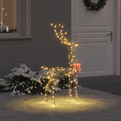 vidaXL 3D Reindeer 140 LEDs Warm white 70 x 41 x 128 cm Rattan