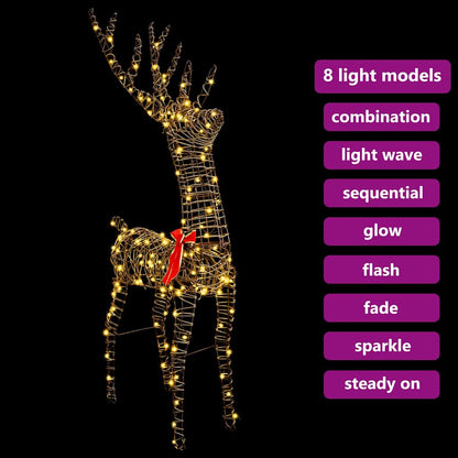 vidaXL 3D Reindeer 140 LEDs Warm white 70 x 41 x 128 cm Rattan