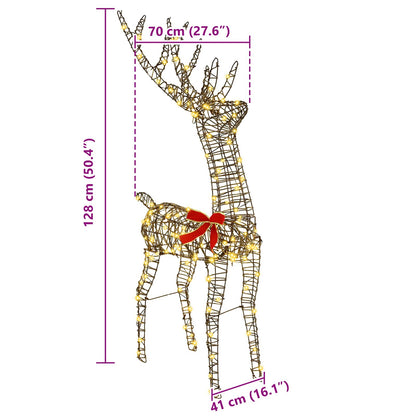 vidaXL 3D Reindeer 140 LEDs Warm white 70 x 41 x 128 cm Rattan