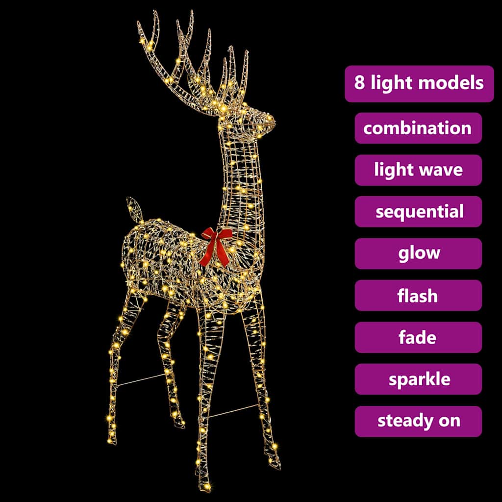 vidaXL 3D Reindeer 250 LEDs Warm white 96 x 40 x 180 cm PET