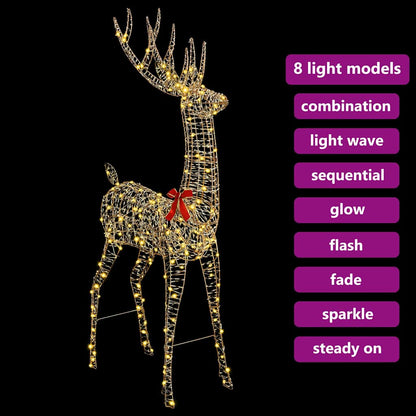 vidaXL 3D Reindeer 250 LEDs Warm white 96 x 40 x 180 cm PET
