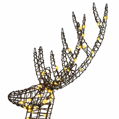 vidaXL 3D Reindeer 250 LEDs Warm white 180 cm Rattan