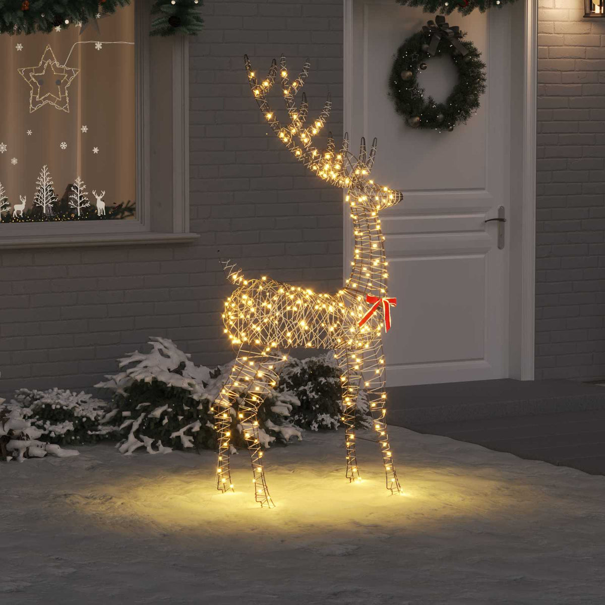 vidaXL 3D Reindeer 250 LEDs Warm white 180 cm Rattan