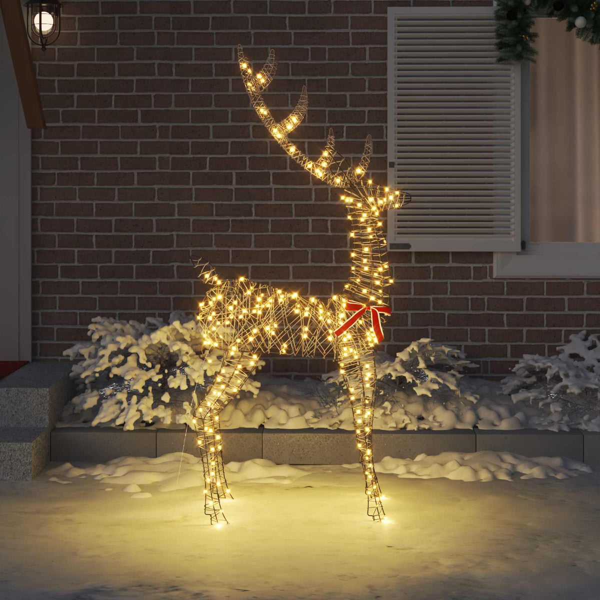 vidaXL 3D Reindeer 250 LEDs Warm white 180 cm Rattan