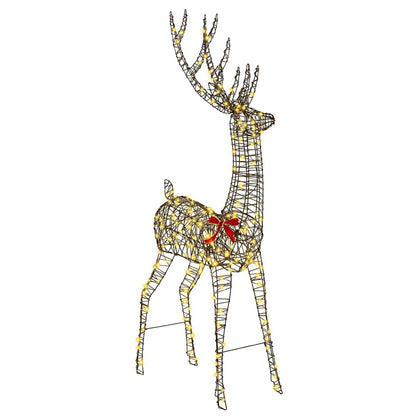 vidaXL 3D Reindeer 250 LEDs Warm white 180 cm Rattan