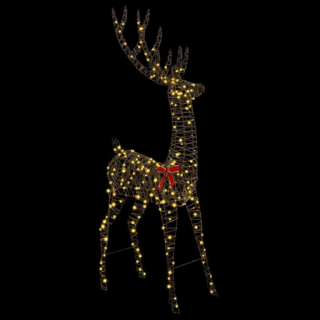 vidaXL 3D Reindeer 250 LEDs Warm white 180 cm Rattan