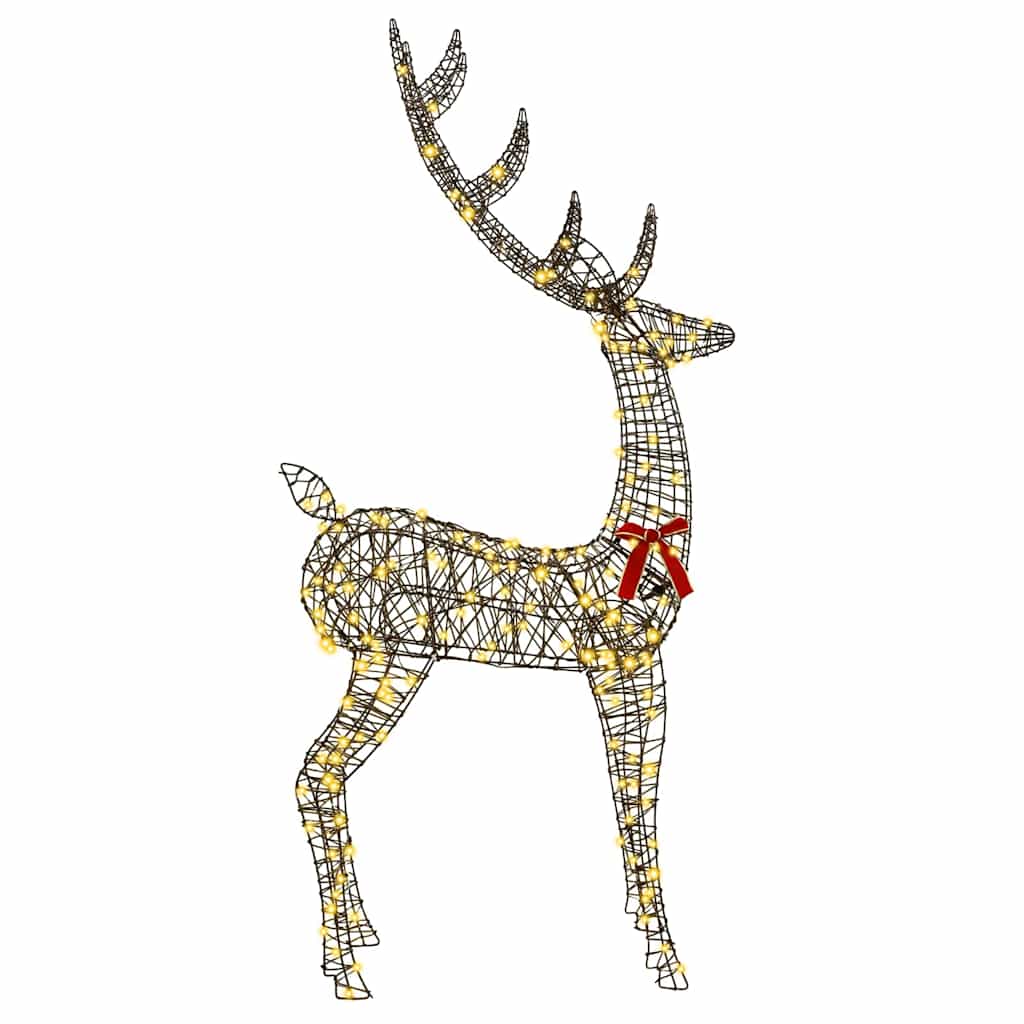 vidaXL 3D Reindeer 250 LEDs Warm white 180 cm Rattan