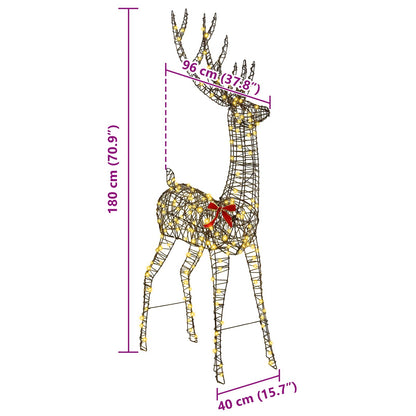 vidaXL 3D Reindeer 250 LEDs Warm white 180 cm Rattan