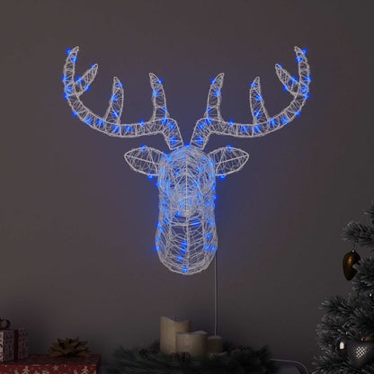 vidaXL Reindeer Head with 140 LEDs Blue 68 x 36.5 x 62.5 cm Acrylic