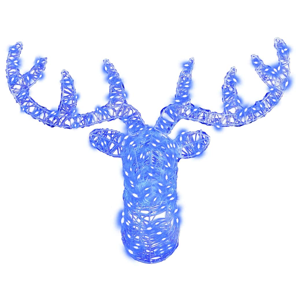 vidaXL Reindeer Head with 140 LEDs Blue 68 x 36.5 x 62.5 cm Acrylic