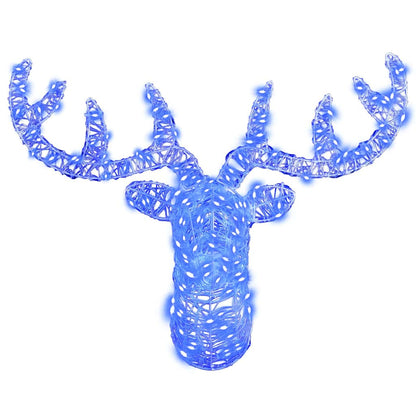 vidaXL Reindeer Head with 140 LEDs Blue 68 x 36.5 x 62.5 cm Acrylic