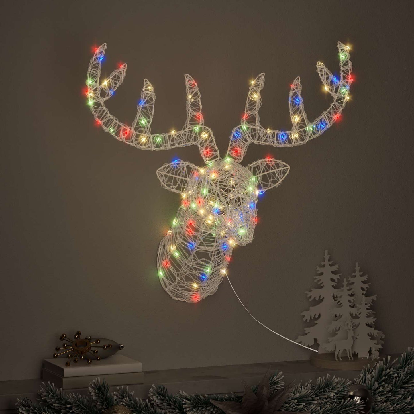 vidaXL Reindeer Head Colourful 68 x 36.5 x 62.5 cm Acrylic